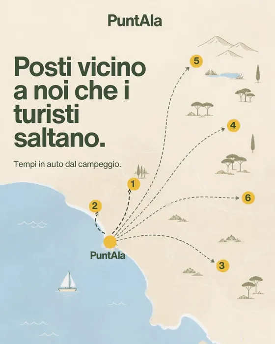 Carosello per PuntAla Camp & Resort: la mappa dei posti vicini che i turisti saltano